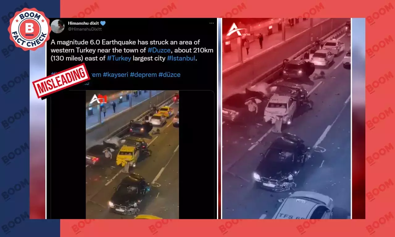 તુર્કીયેમાં અકસ્માતનો વીડિયો કલાકો પછી આવેલા ભૂકંપ સાથે જોડાયેલ નથી તુર્કીયેમાં અકસ્માતનો વીડિયો કલાકો પછી આવેલા ભૂકંપ સાથે જોડાયેલ નથી